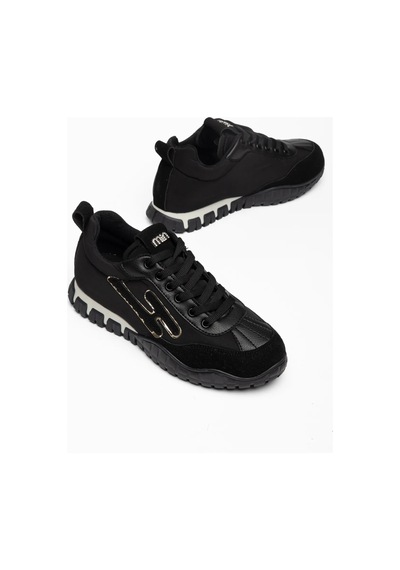 Kadın Siyah Paraşüt Ortopedik Sneaker Yürüyüş Ayakkabısı