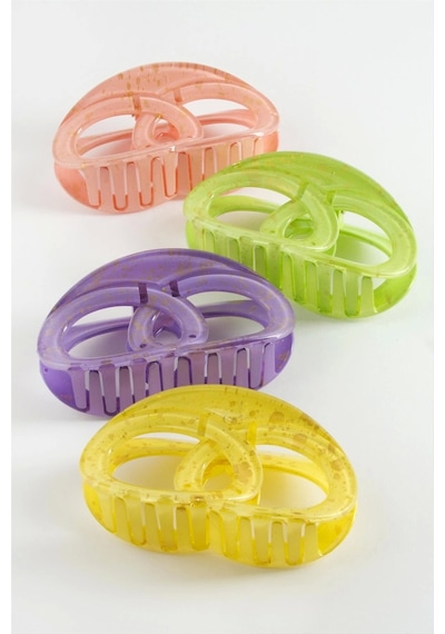 İç İçe Halka Renkli Mandal Toka 12 Cm Pembe
