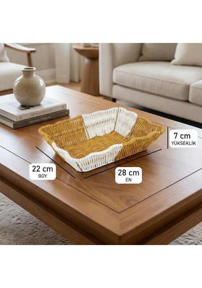 Büro Ev Ofis Düzeni İçin Çift Renkli Plastik Rattan Dörtgen Ekmek Meyve Sepeti Diğer