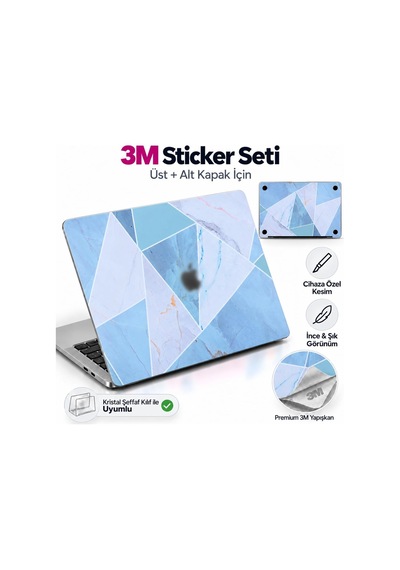 Macbook Pro M1-m2 Kılıf A2338 İle Uyumlu Koruyucu Sticker Laptop Kaplama Marble14 Gri Belirtilmemiş