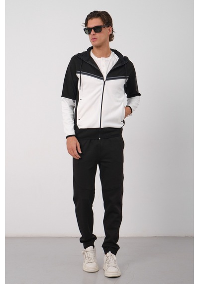 Dechers Erkek Siyah Tech Fleece Double Face Kapüşonlu Fermuarlı Eşofman Takımı - E228 Beyaz Dechers Erkek Siyah Tech Fleece Double Face Kapüşonlu Fermuarlı Eşofman Takımı - E228 Beyaz
