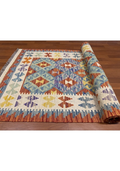 El Dokuma Afgan Kilim Yolluk 100% Yün Kök Boya Harıka Desenlı Yolluk Çok Renkli