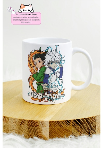 Hunter X Hunter - Gon And Killua Anime Tasarım Baskılı Porselen Kupa Bardak Beyaz