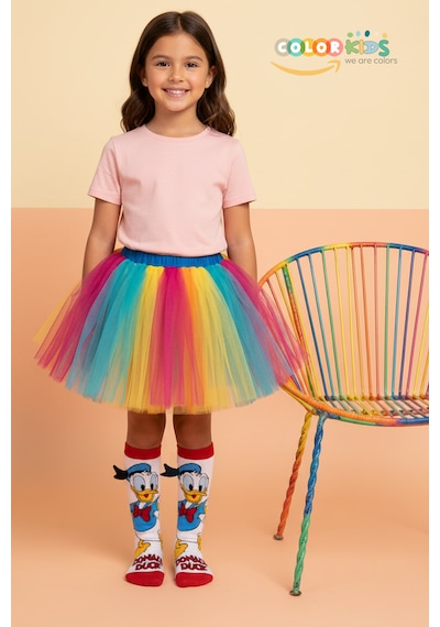 Color Socks 1 Çift Beyaz Ördek Desenli Animasyon Çorap Soft Touch Beyaz