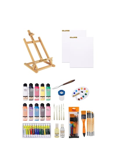 Artdeco 140 Ml Akrilik Boya Fanart 12 x 12 Ml Yağlı Boya Seti 35x50 Tuval Masaüstü Şövale Seti