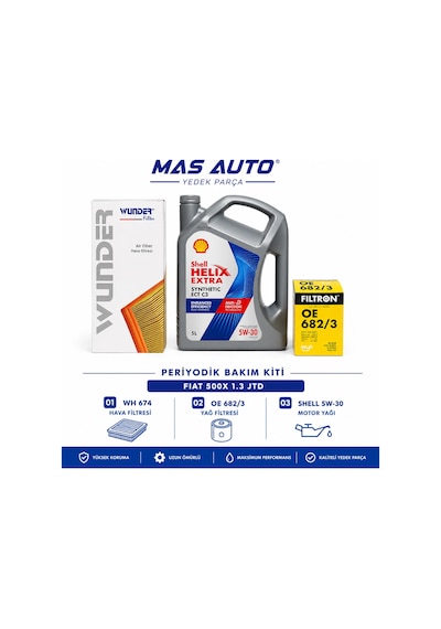 Fiat 500x 1.3 Jtd Periyodik Bakım Seti Shell Extra 5w30