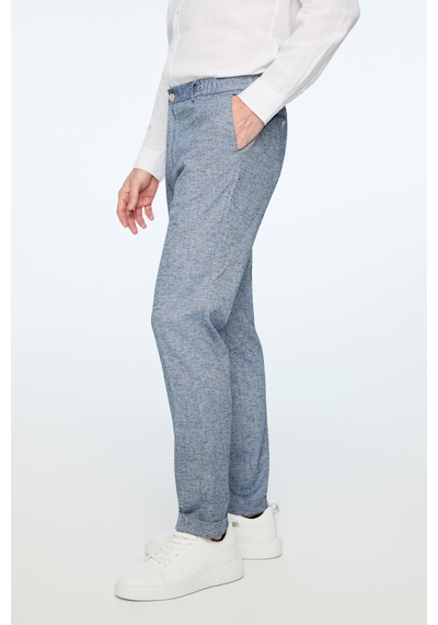 Morven Erkek Lacivert Keten Trend Desenli Lastikli Slim Fit Pantolon 26ys003003200 Lacivert