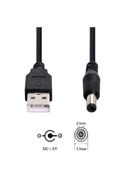 Usb 5.5 Mm 2.5 Mm Kablo Usb Standart Uç Dc Kablo 5.5 Mm 2.5 Mm 1 Metre Usb Kablo