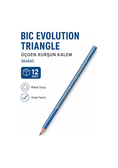 B.ı.c Evolution Triangle Üçgen Kurşun Kalem 964845 12'li Paket Mavi