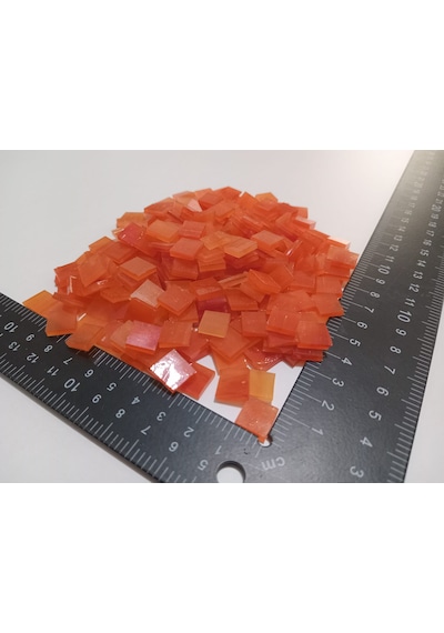 Koyu Turuncu Kare Vitray Cam Mozaik Taşı - Sanatsal Mozaik Çalışmalarınız İçin Yaklaşık 10 X 10 Mm