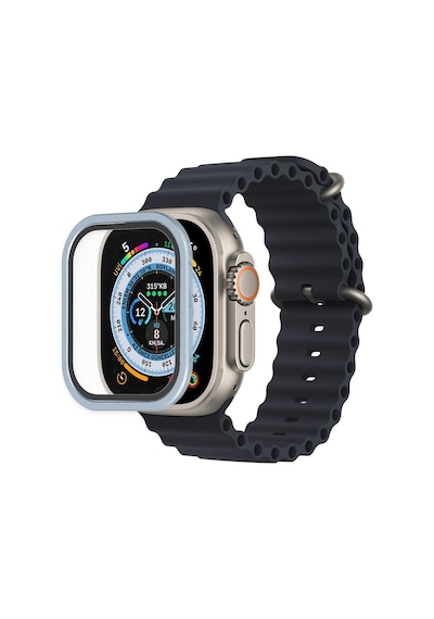 Newface Apple Uyumlu Watch Ultra 49mm Alüminyum Kasa Cam Ekran Koruyucu Semeglbl - 3 - Mavi