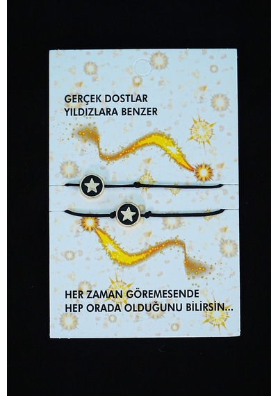 Gerçek Dostlar Yıldızlara Benzer - Arkadaş Şans Bilekliği Siyah
