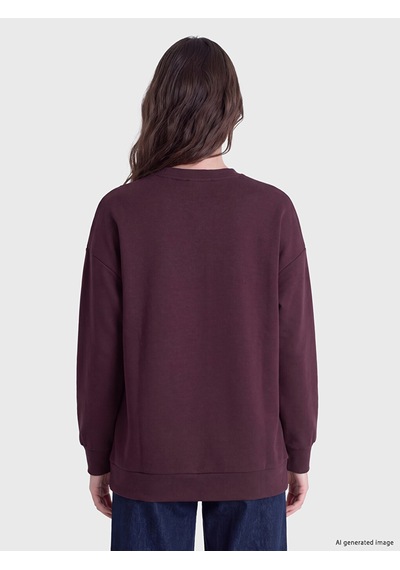 Lcw Modest Mürdüm Nakışlı Soft Touch Kadın Sweatshirt Tunik