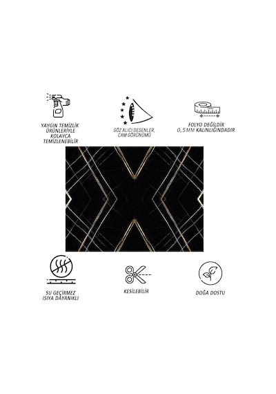 Tink Kendinden Yapışkanlı Siyah Asorti Desenli Pvc Panel 41x62 Cm