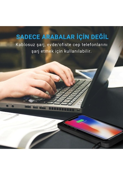 Coofbe Tüm Araçlara Uyumlu 15w Kablosuz Şarj Pedi Araç İçi Kablosuz Şarj Araç Şarjı Masaüstü Şarj Ped