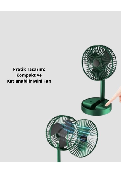 Katlanabilir Mini Fan 3 Kademeli Soğutma, Şarjlı Najmaddin