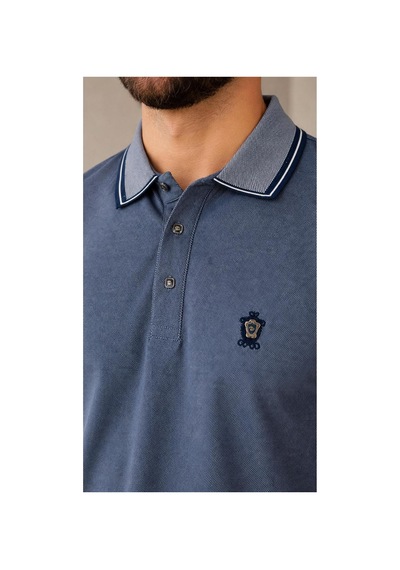 Roballi Regular Fit Polo Yaka Düz Pamuklu Erkek Siyah Kısa Kol Tişört İntigo