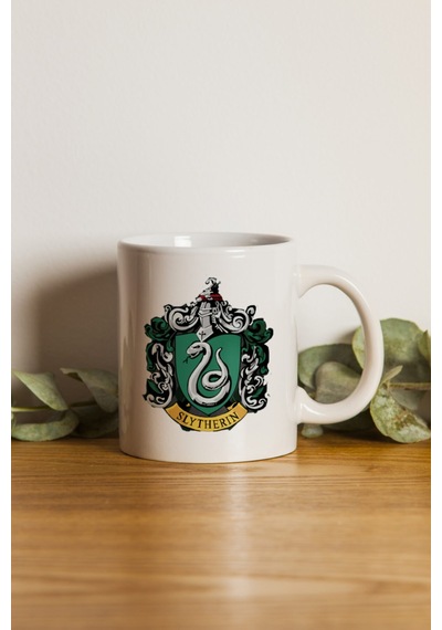 Porselen - Iqra - Slytherin Hogwarts Baskılı Kupa Bardak. . Beyaz