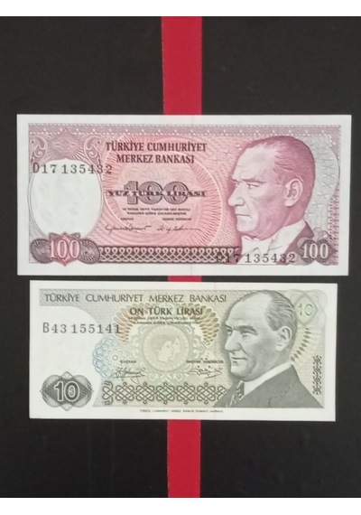 Cumhuriyetin İlk Dönemi 7. Emisyon 2 Adet Kağıt 10 Ve 100 Türk Lirası .