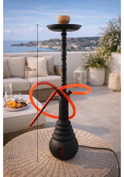 Hdmarketim Cam Hazneli Uzun Nargile Takımı Modern Tasarım 78 Cm