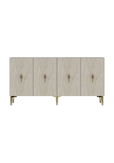 Ka1527btg Salkım Konsol Ve Tv Sehpası Beyaz-traverten-gold 150cm