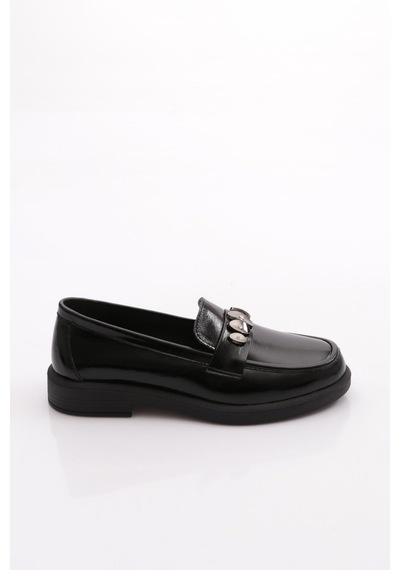 Dgn 147 Kadin Loafer Ayakkabi Siyah Rugan