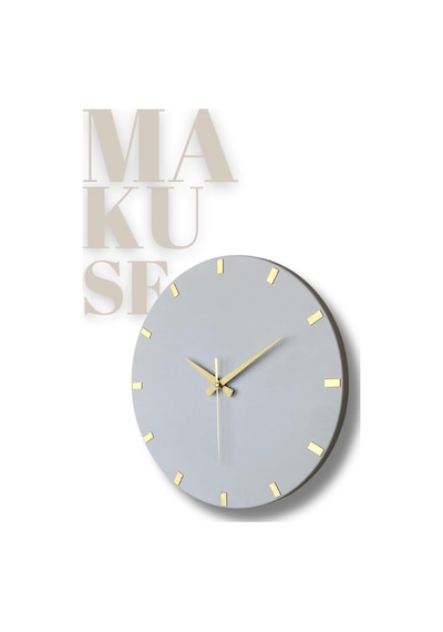 Makuse Model Modern Dekoratif Metal, Aynalı, Akar Sessiz Mekanizmalı, Duvar Saati 40 40cm Beyaz-gold Beyaz - Altın