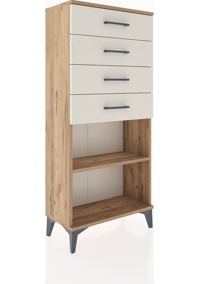 Hyperion Dolap Tek Raflı 4 Çekmeceli 60x44x134 Çam-aytaşı Atlas Çam