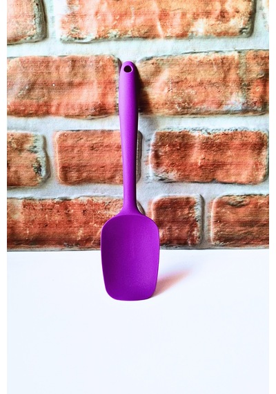 Silikon Sert Düz Spatula - Mor Renk- 27 Cm - 1 Adet Mor