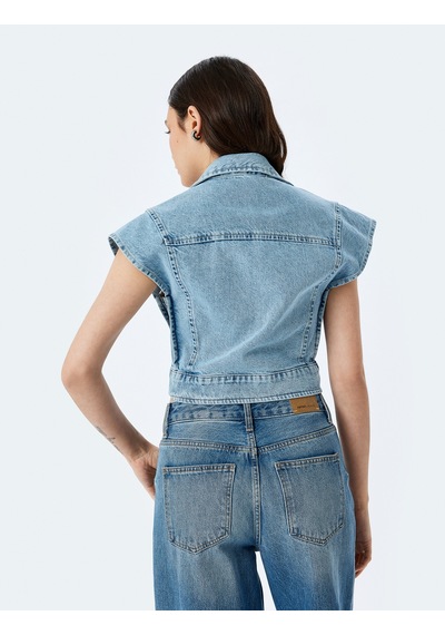 Koton Kolsuz Kruvaze Yaka Crop Denim Düğmeli Yelek Açık İndigo 5sal20001md Açık İndigo Koton Kolsuz Kruvaze Yaka Crop Denim Düğmeli Yelek Açık İndigo 5sal20001md Açık İndigo