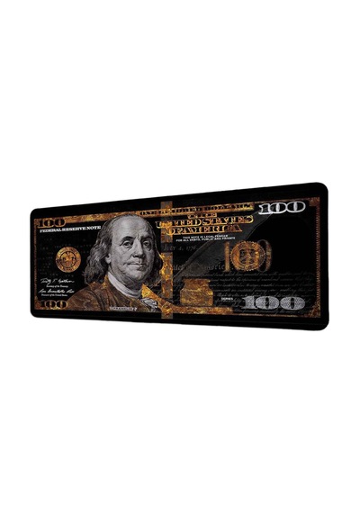 100 Dolar Siyah Altın 40x90 Cm Oyuncu Mousepad Kaymaz Taban Büyük Boy