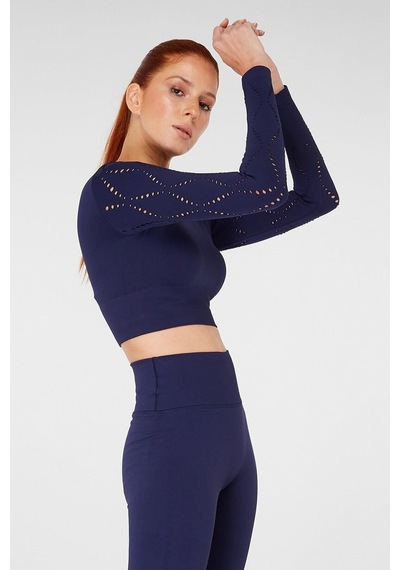 Jerf Naples Uzun Kol Crop Top Econyl Lacivert