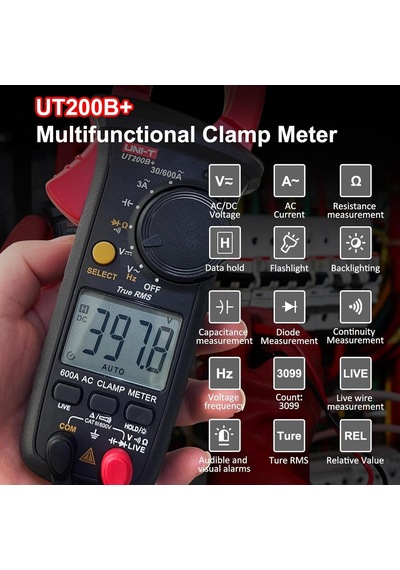 Akım Ölçüm Pensesi, Unı-t Ut200b+ Akım Pensesi Ac Akım True Rms Akım Ölçüm Cihazı Otomatik Ranging Ac/dc Geri