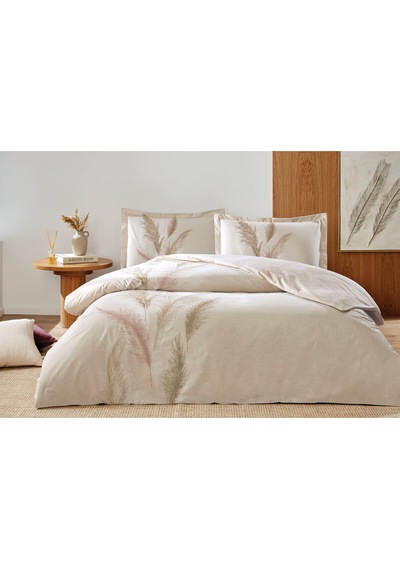 Miscanthus King Size Nevresim Takımı Krem