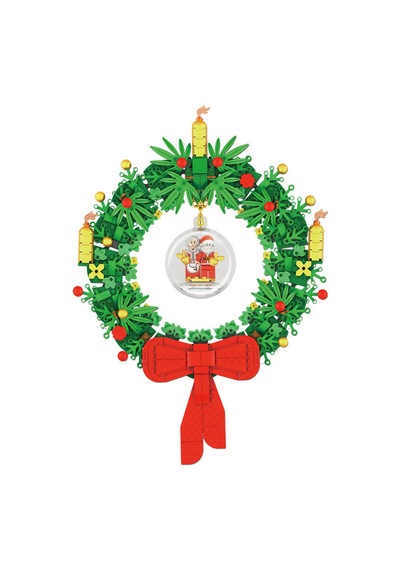 Çocuklar İçin Büyük Kırmızı Yay Diy Blokları İle Noel Çelengi