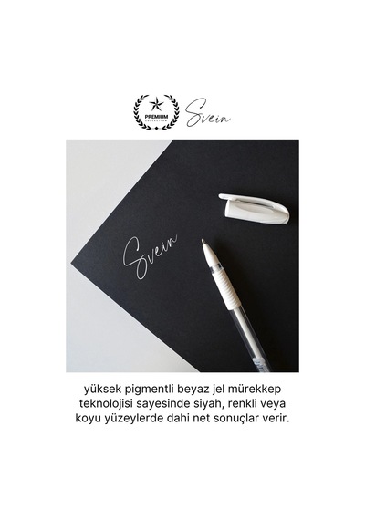 Özel Beyaz Renk Jel Mürekkepli Tükenmez Kalem Çizim Not İş Yazı Kalemi Arkadaşa Öğretmen Hediye 1 Mm Çok Renkli