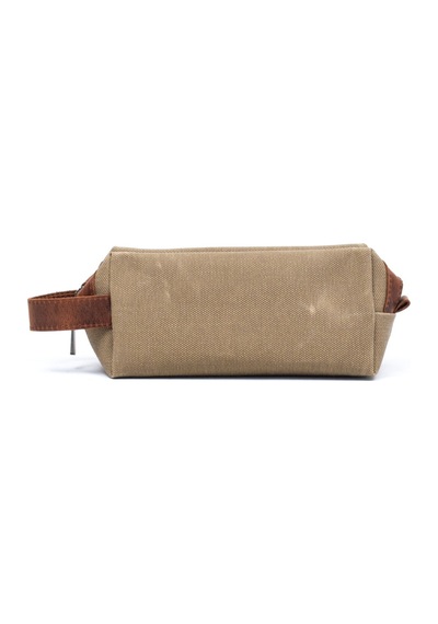 Gillario Design 06 Unisex Kanvas Kumaş+deri Camel-taba Eskitme Dopp Kit