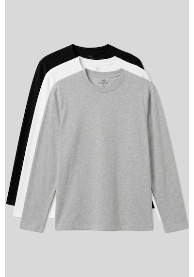 Tommy Life Standart Fit Basic O Yaka 3lü Paket Siyah-beyaz-gri Melanj Erkek T-shirt - 87997 Siyah-beyaz-g1 Melanj