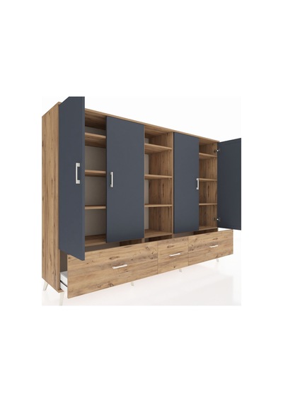 Hyperion Dolap 12 Raflı 3 Çekmeceli 4 Kapaklı 220x44x163 Çam-antr Çam-antrasit/çam Hyperion Dolap 12 Raflı 3 Çekmeceli 4 Kapaklı 220x44x163 Çam-antr Çam-antrasit/çam