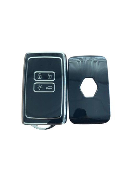 Autohan Keys Lüx Renault Anahtar Kılıfı, Clio E-tech, Austral, Megane 4, Talisman, Clio 5 Uyumlu, Siyah-gümüş