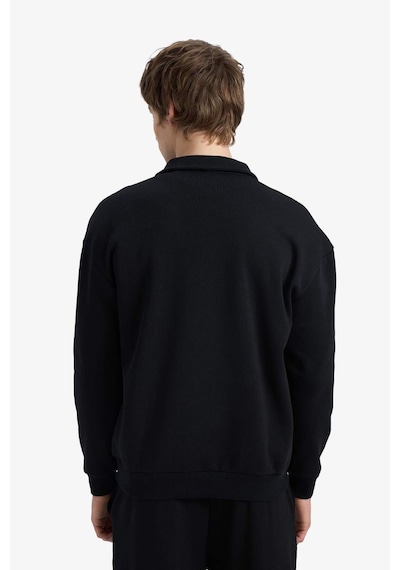 Defacto Boxy Fıt Dik Yaka Baskılı Sweatshirt F8186ax26spbk81 Siyah-bk81