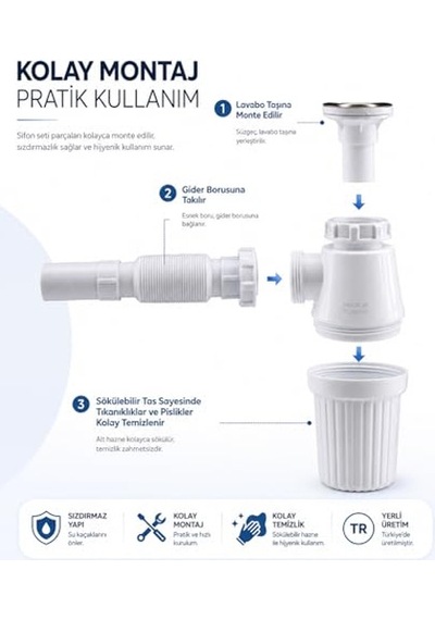 Lavabo Sifonu Rekorlu 1.sınıf Çok Renkli