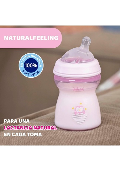 Natural Feeling Pp Biberon 250 Ml, 2ay +, Pembe