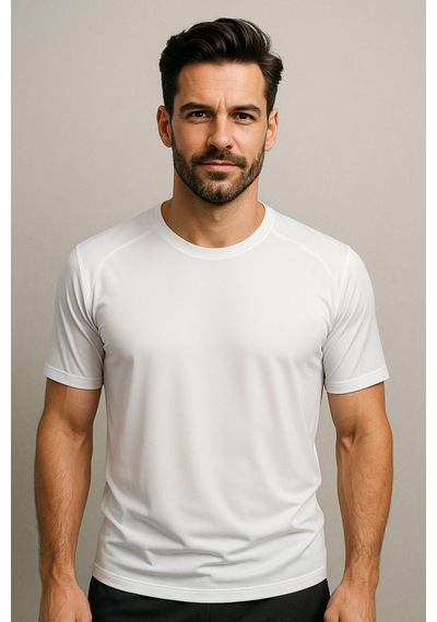 Rich Erkek %100 Pamuk Slim Fit Tişört Basic Bisiklet Yaka Kısa Kollu T-shirt Beyaz