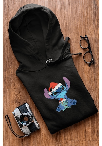 Stitch Yılbaşı Kapşonlu Sweatshirt 001