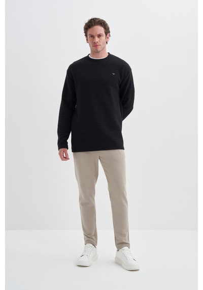 Cazador 50690 Erkek Bisiklet Yaka Sweatshirt Siyah