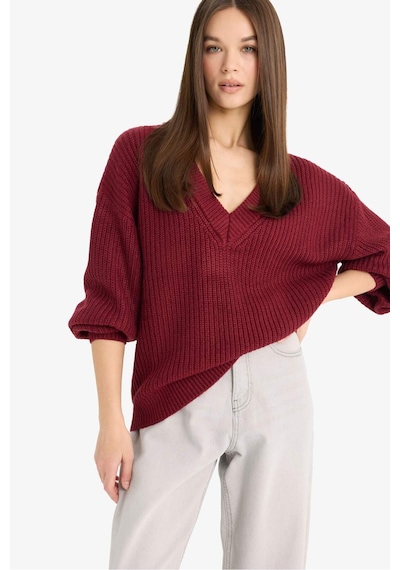Defacto Oversize Geniş Kalıp V Yaka Triko Kazak Z7135az25wnbr455 Bordo Defacto Oversize Geniş Kalıp V Yaka Triko Kazak Z7135az25wnbr455 Bordo