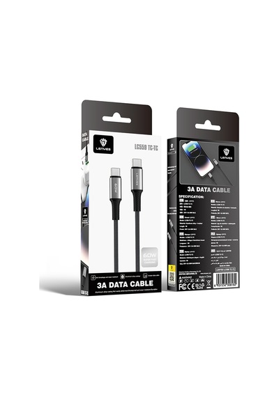Lenyes Lc559 Type-c To Type-c Pd Örgülü Hızlı Şarj Özellikli Data Ve Şarj Kablosu 60w 1m Siyah