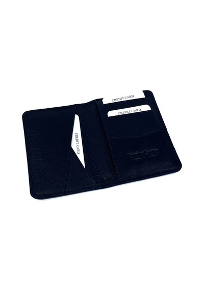 Bons Deri Hakiki Deri Kartlık, Minimalist Unisex Cüzdan Ve Kredi Kartlık Modeli - Lacivert