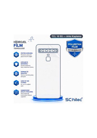 Schitec Tcl 10 5g Uyumlu Arka Yüzey Hidrojel Koruyucu Film